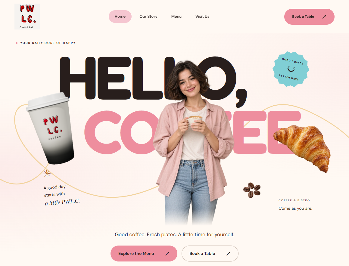 PWLC Coffee website preview
